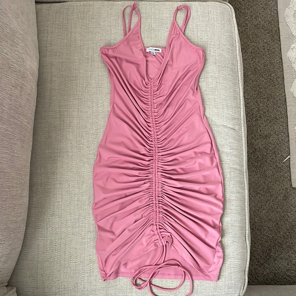 Fashion Nova Baby Pink Shanghai ruched dress